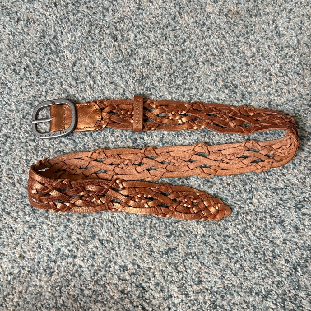 Y2K Abercrombie Metallic Braided Leather Belt Juniors L/XL